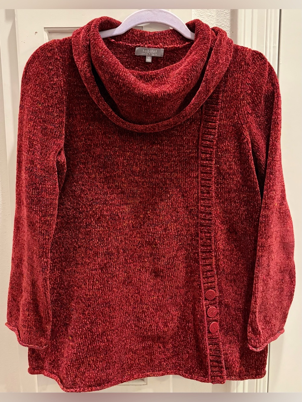NWOT HABITAT Red Chenille Cowl Neck Sweater - Never Worn Size XS